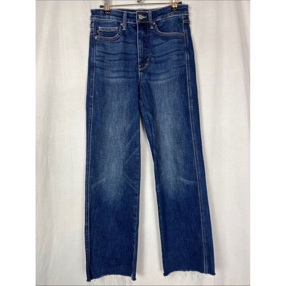 Judy Blue High Waisted Classic Straight Leg Jeans with Distressed Hem